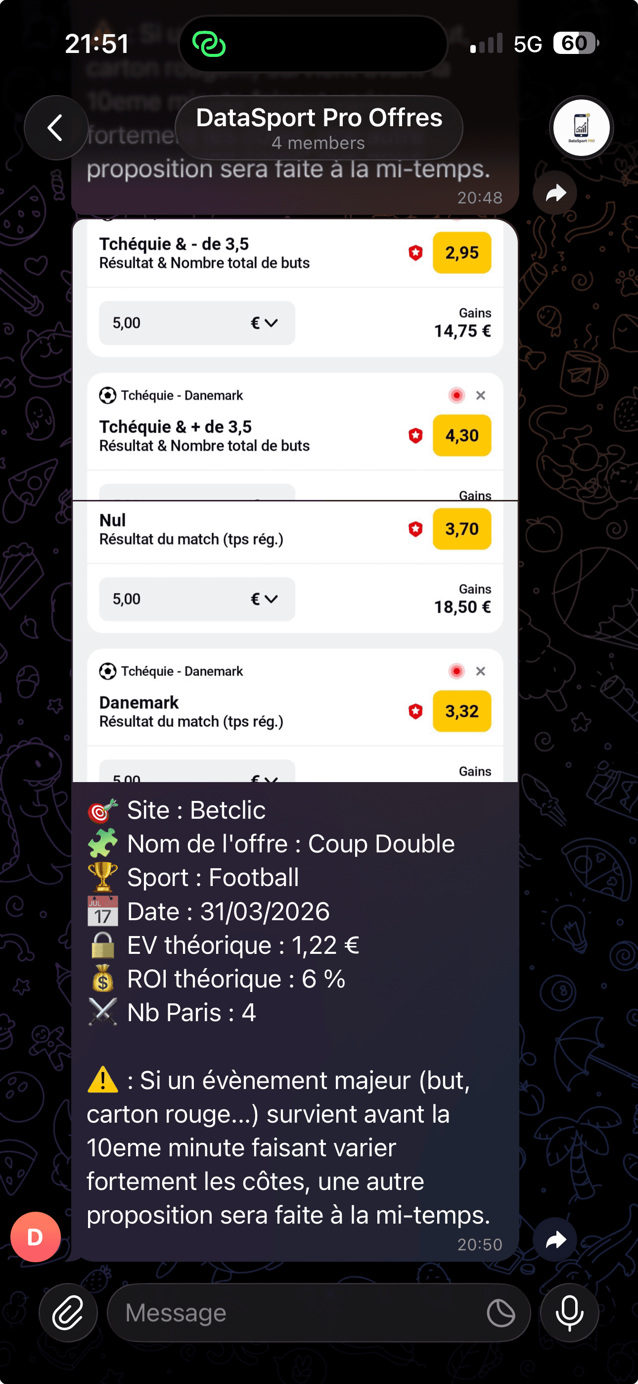 Exemple de placement sur une offre Betclic