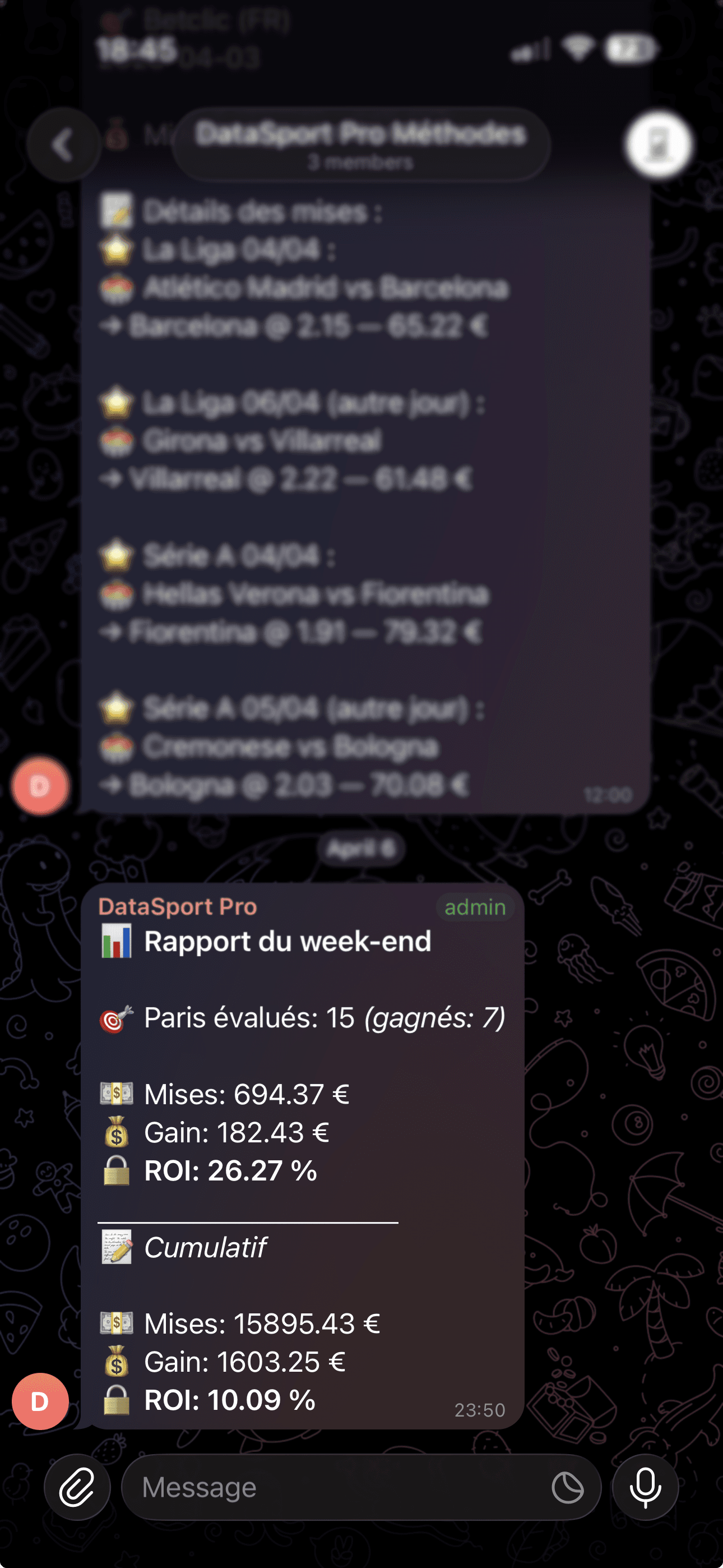 Exemple d'un rapport de performance